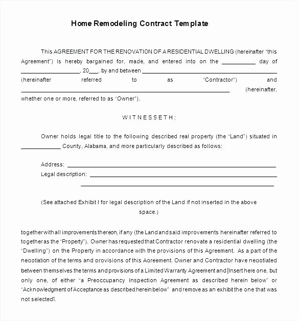 Construction Contract Template Free New Templates Work