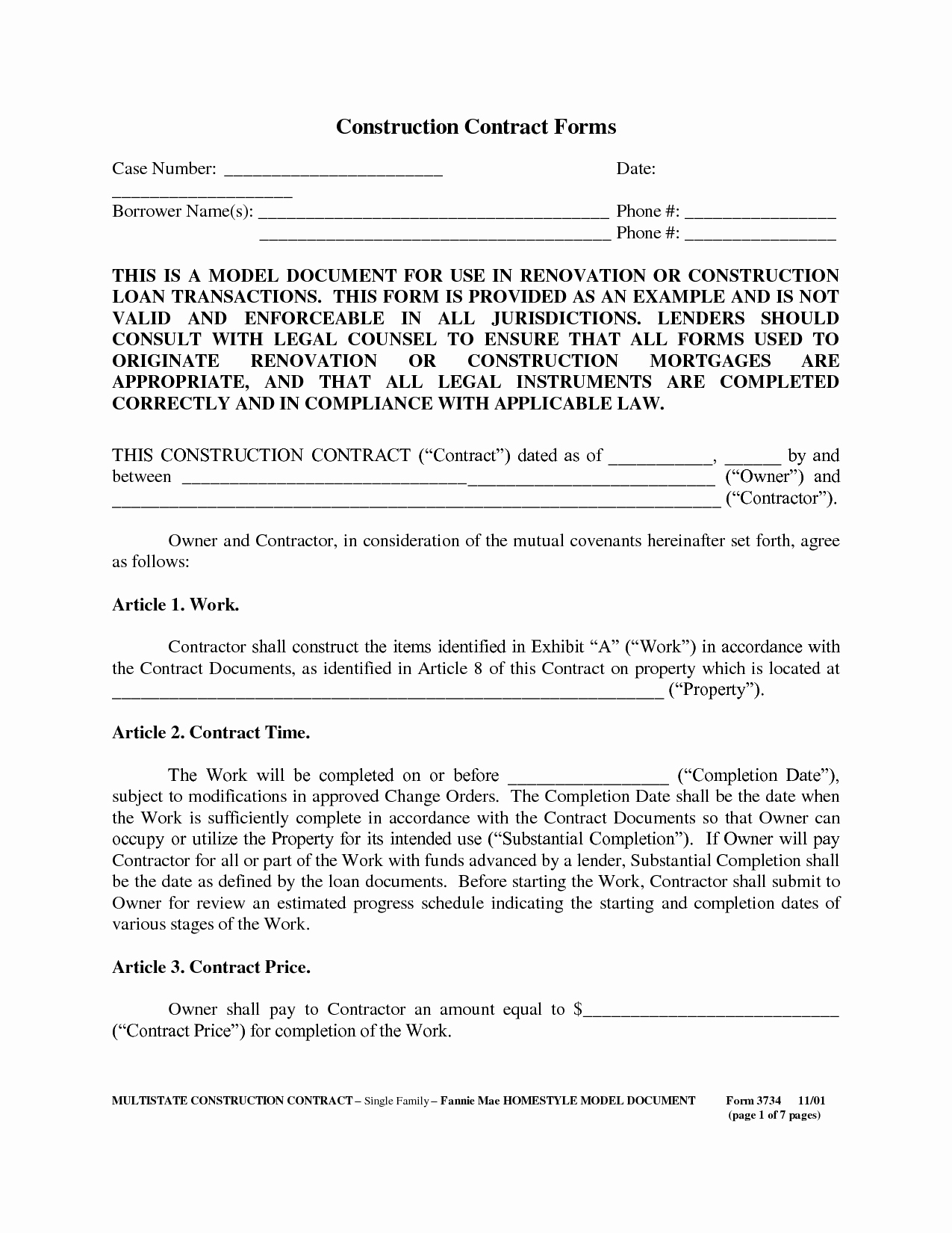 Construction Contract Template