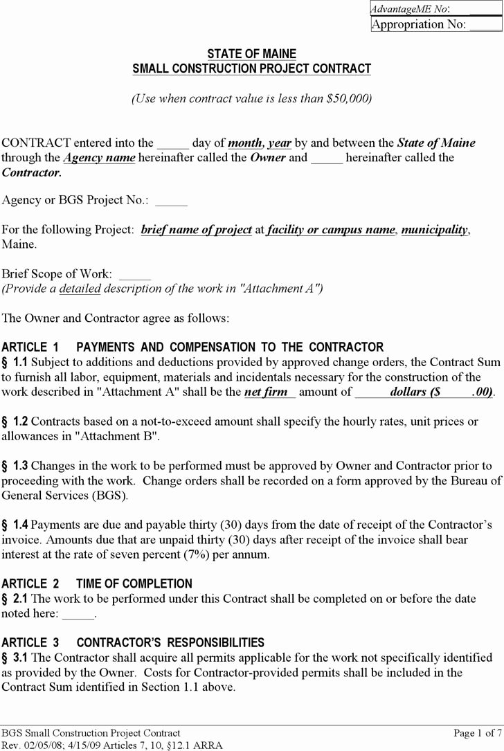 Construction Contract Template Resume Trakore Document