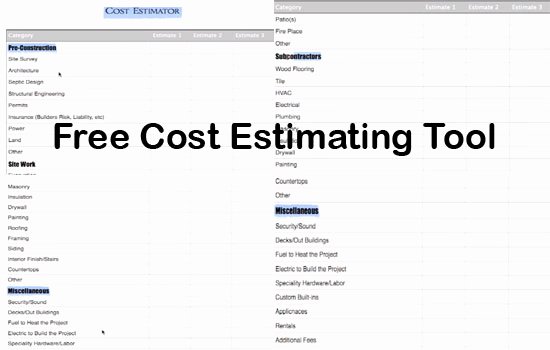 free cost estimate tool