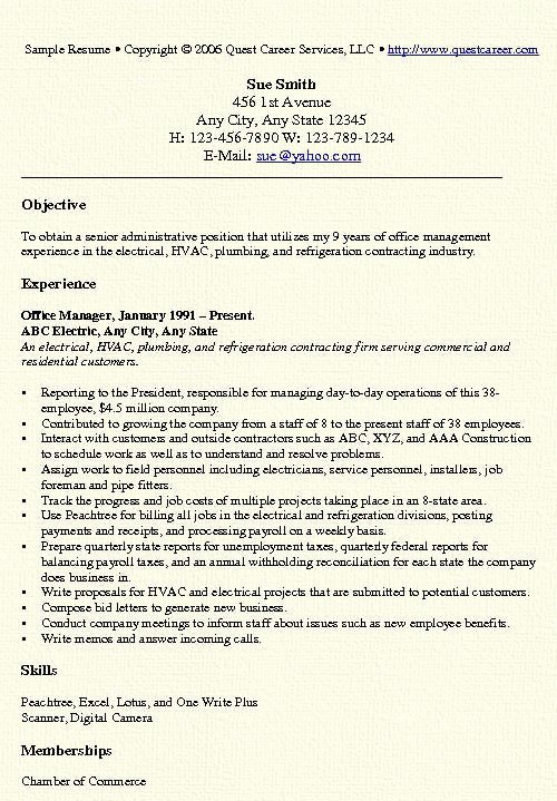 Construction Fice Manager Resume Sample Templates
