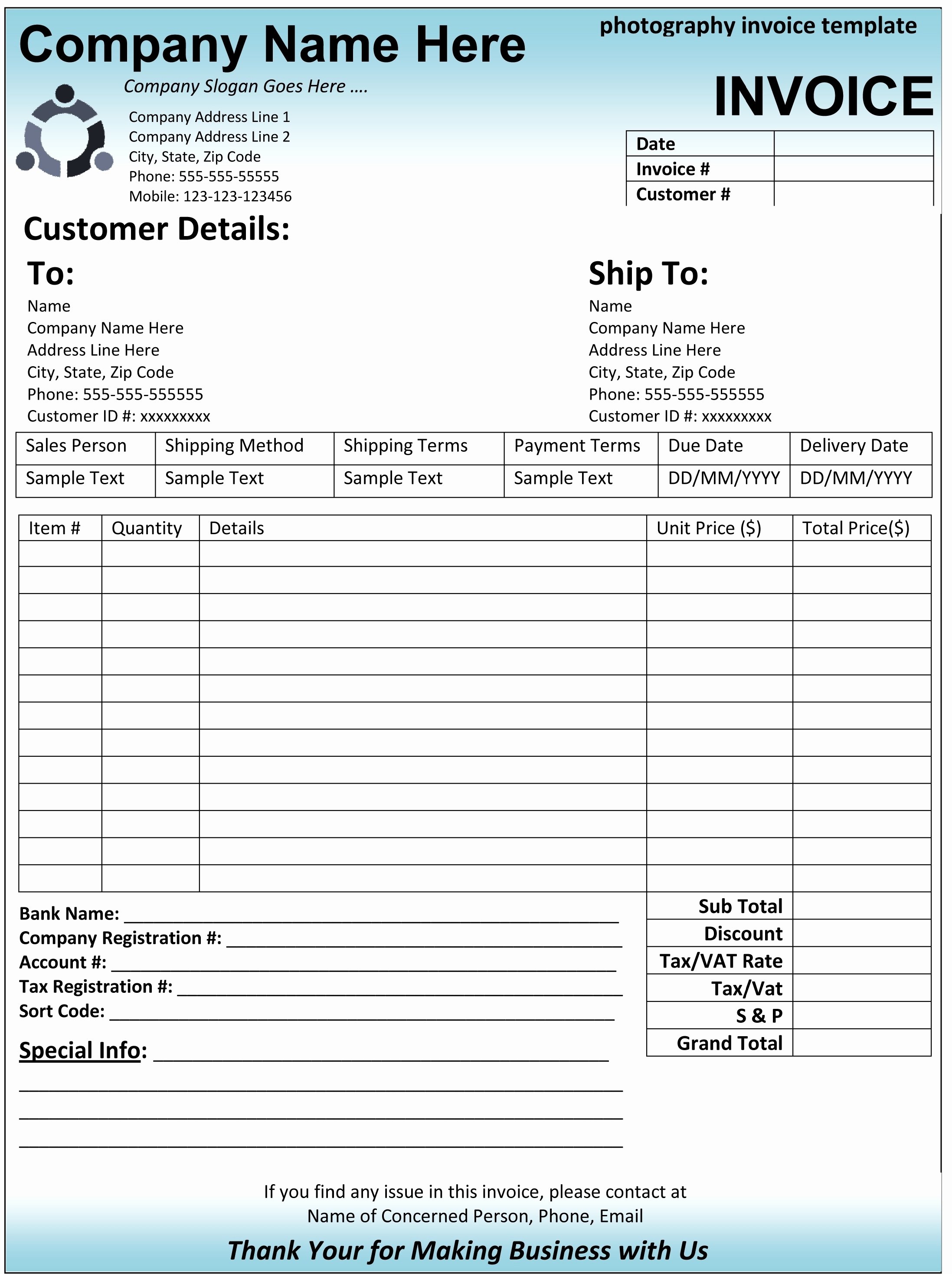 Construction Invoice Template Free Invoice Template Ideas