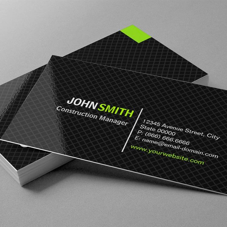 Construction Manager Modern Twill Grid Business Card