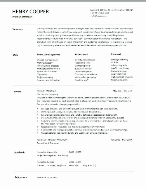 Construction Manager Resume Example Pic Project Manager