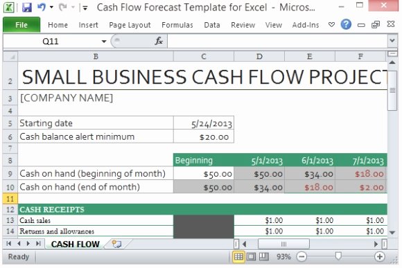 Construction Project Cash Flow Excel Template