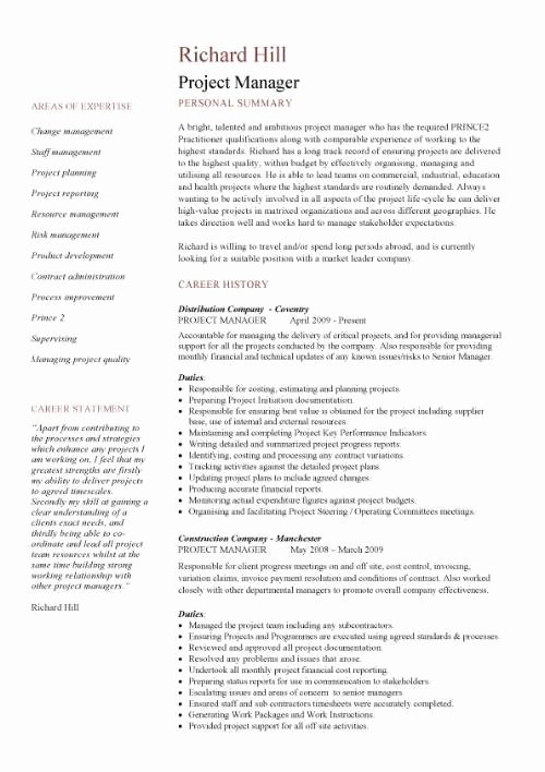Construction Project Manager Resume Samples Best Resume