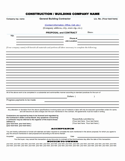 Construction Proposal Template Free Download Create