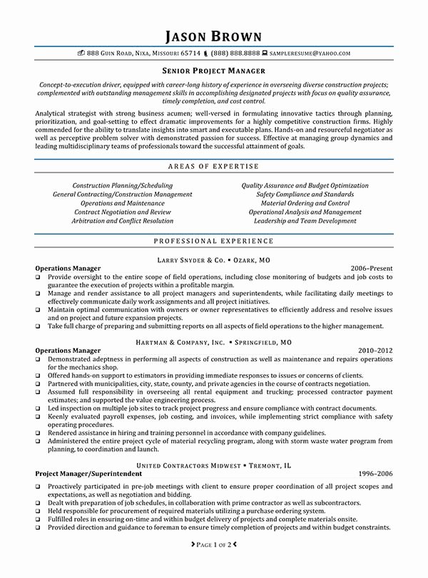 Construction Resume Examples Resume Professional Writers