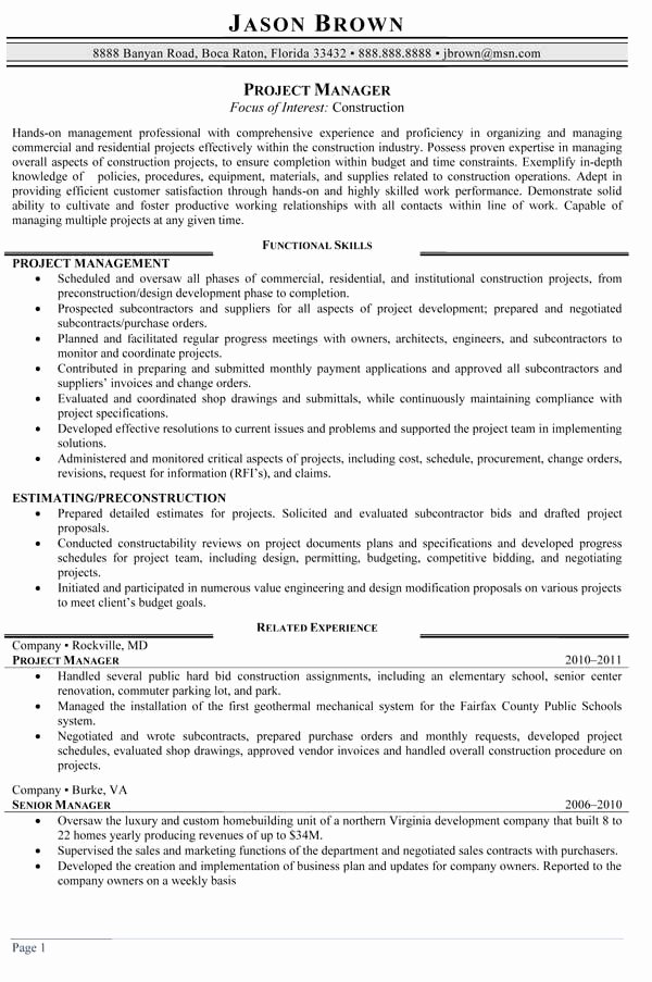 Construction Resume Samples Resume Professional Writers
