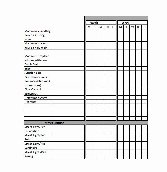 construction schedule template