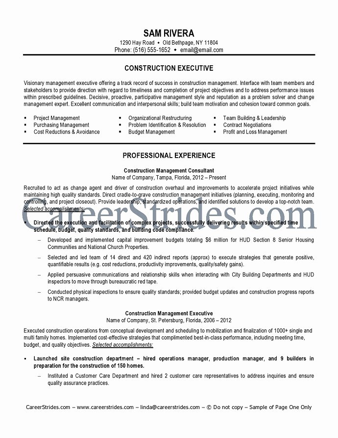 Construction Worker Objective For Resume