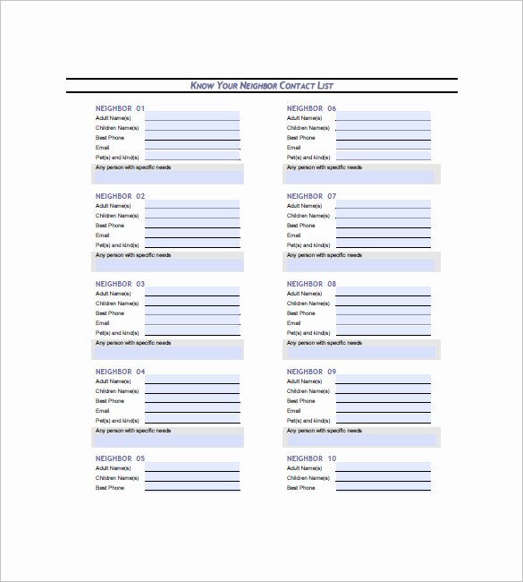 Contact List Template 19 Free Sample Example format