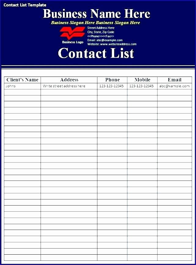 Contact List Template Employee Phone Excel Worksheet Word