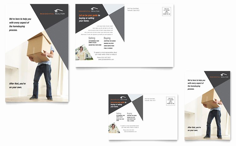 Contemporary &amp; Modern Real Estate Postcard Template Word