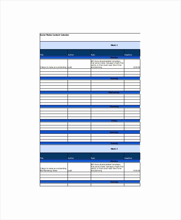 Content Calendar Template 8 Free Excel Pdf Documents