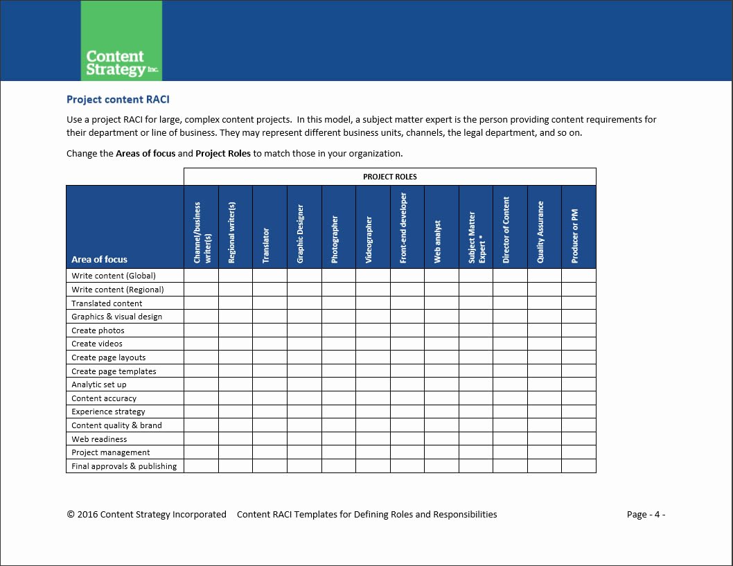 Content toolkit Content Raci Templates