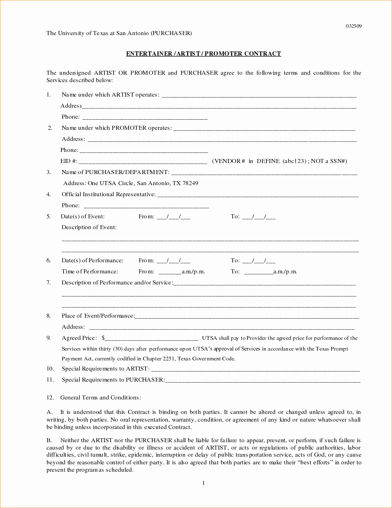 artist contract template