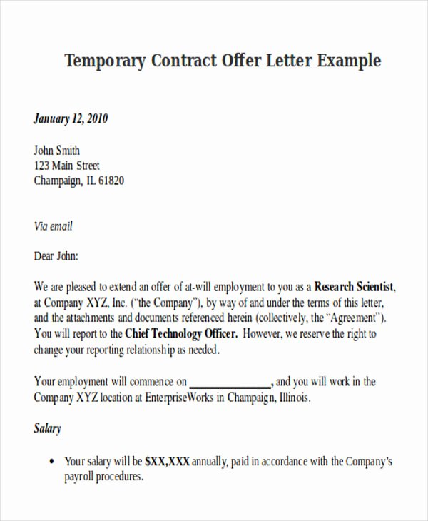 contract offer letter template