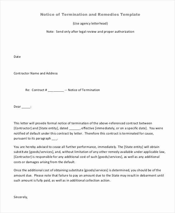 Contract Termination Letter 11 Free Word Pdf Documents