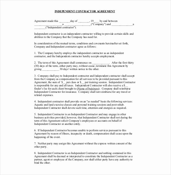Contractor Agreement Template – 18 Free Word Pdf