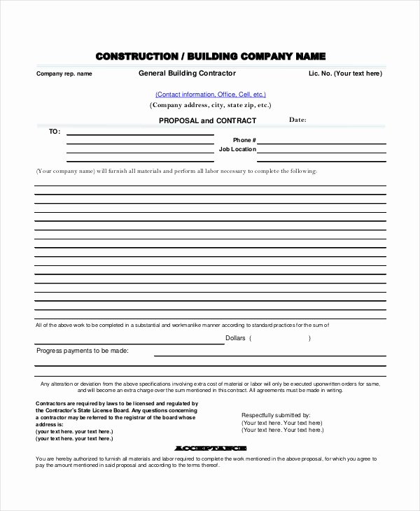Contractor forms Free