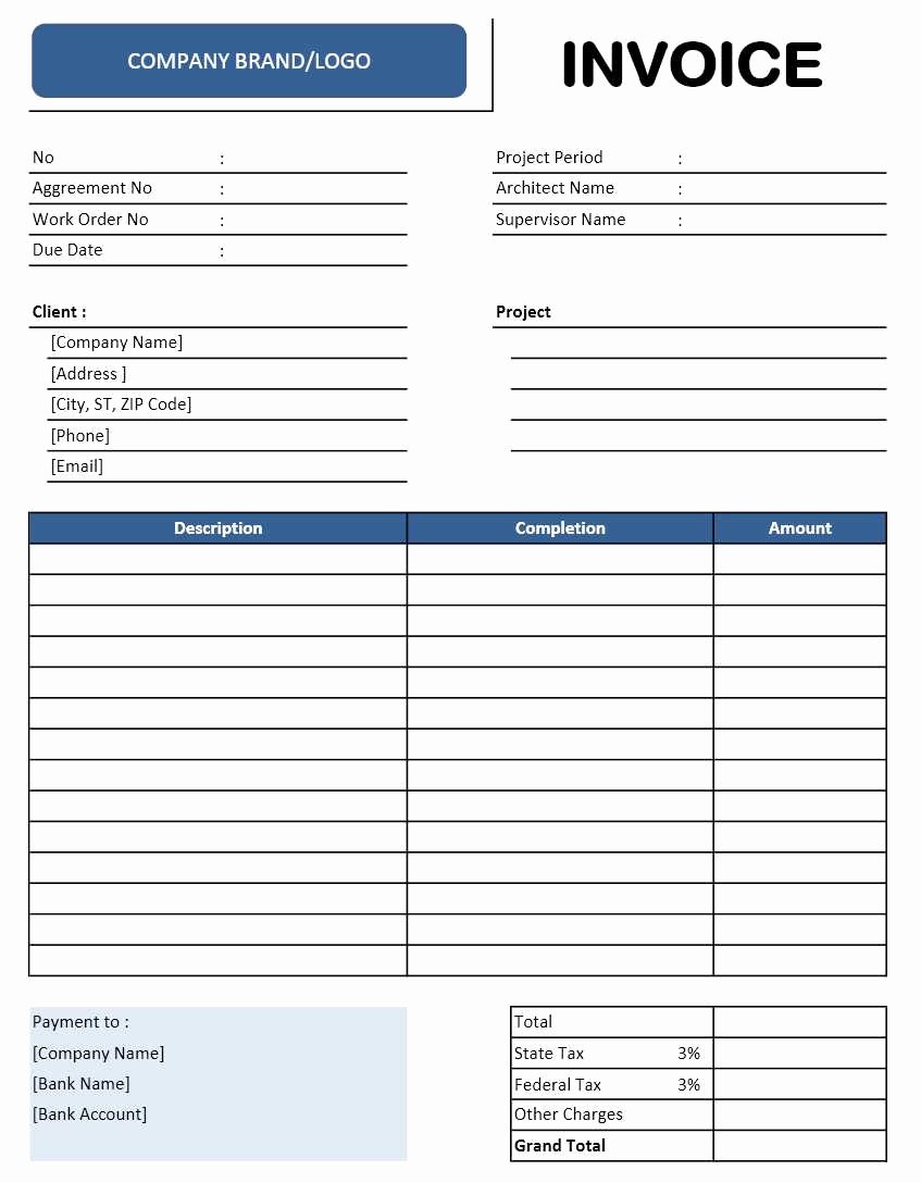 Contractor Invoice Template Excel Templates