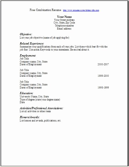Copy and Paste Resume Template
