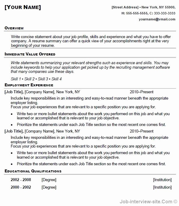 Copy and Paste Resume Templates