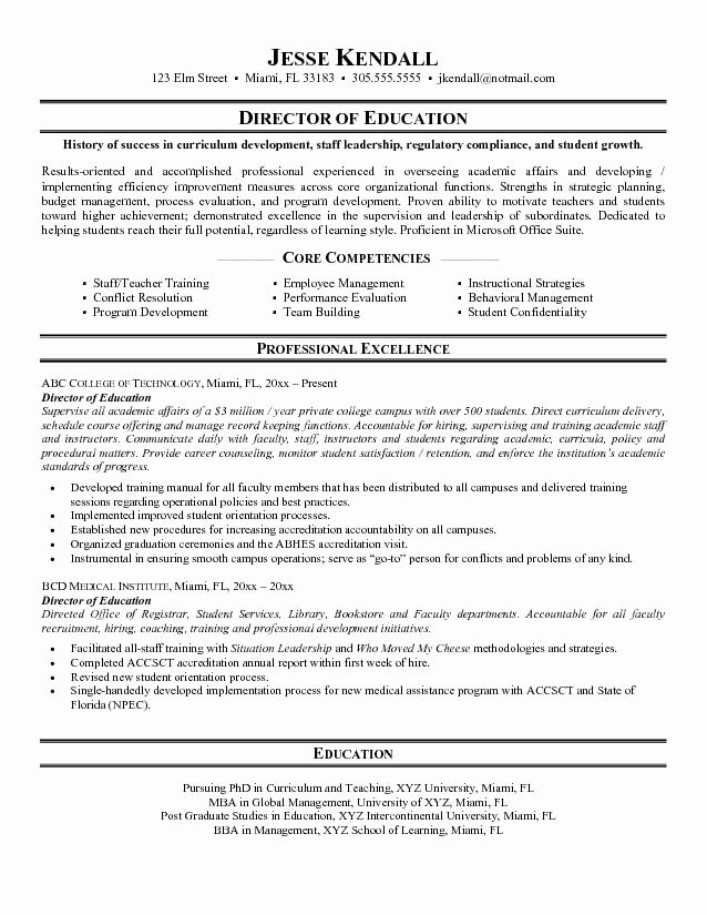 Core Petencies Resume Examples for Teachers