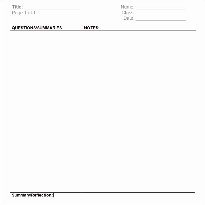 Cornell Notes Template 51 Free Word Pdf format