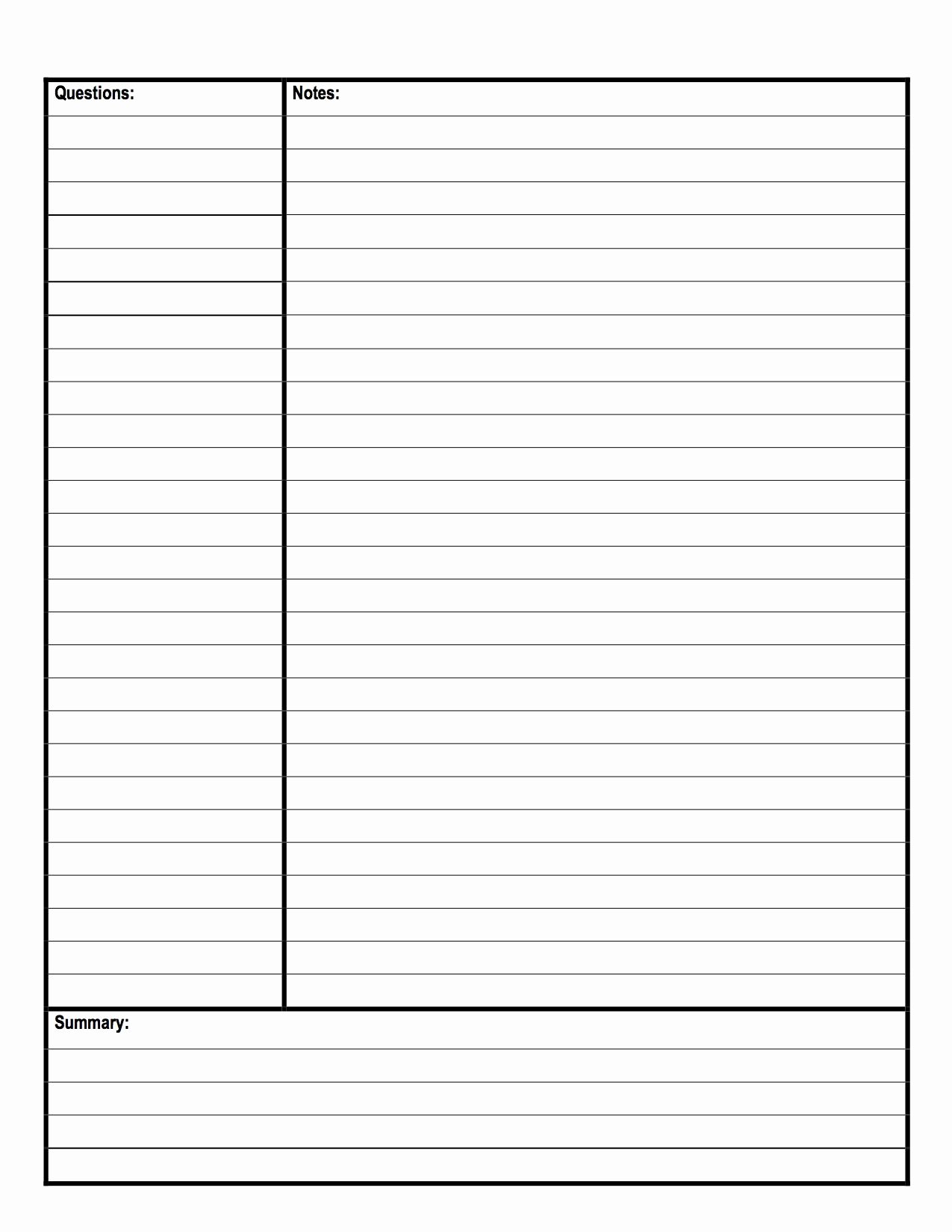 Cornell Notes Template From Avid Back