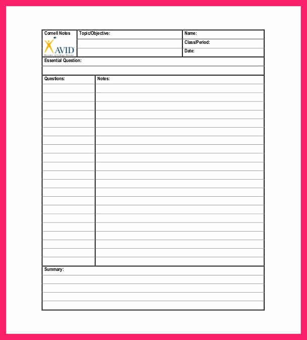 Cornell Notes Template Pdf