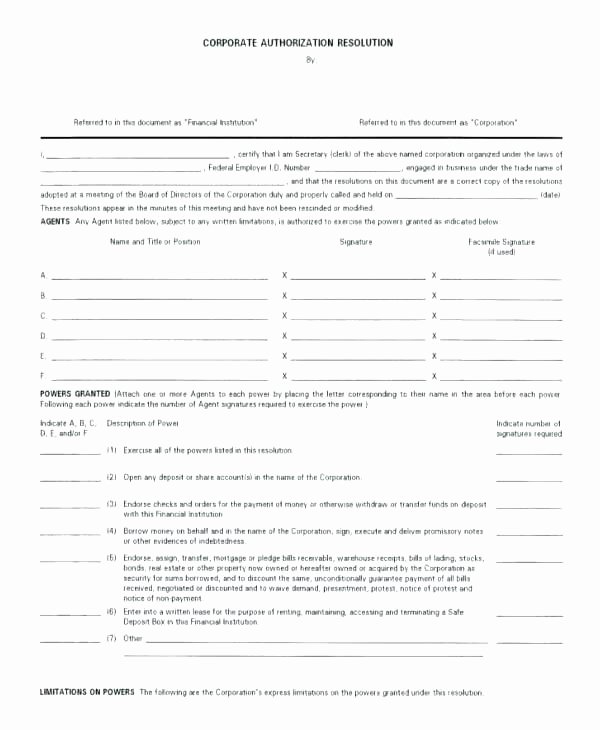 Corporate Resolution form 7 Free Word Documents Download