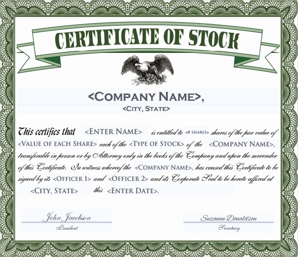 Corporation Stock Certificate