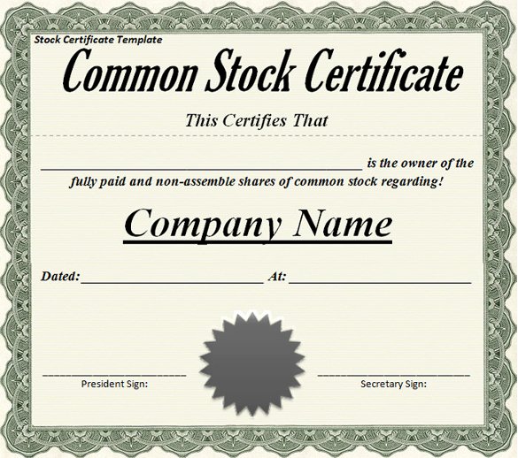 Corporation Stock Certificate
