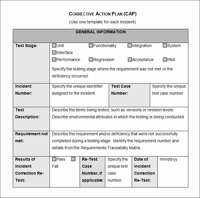 corrective action form template manufacturing