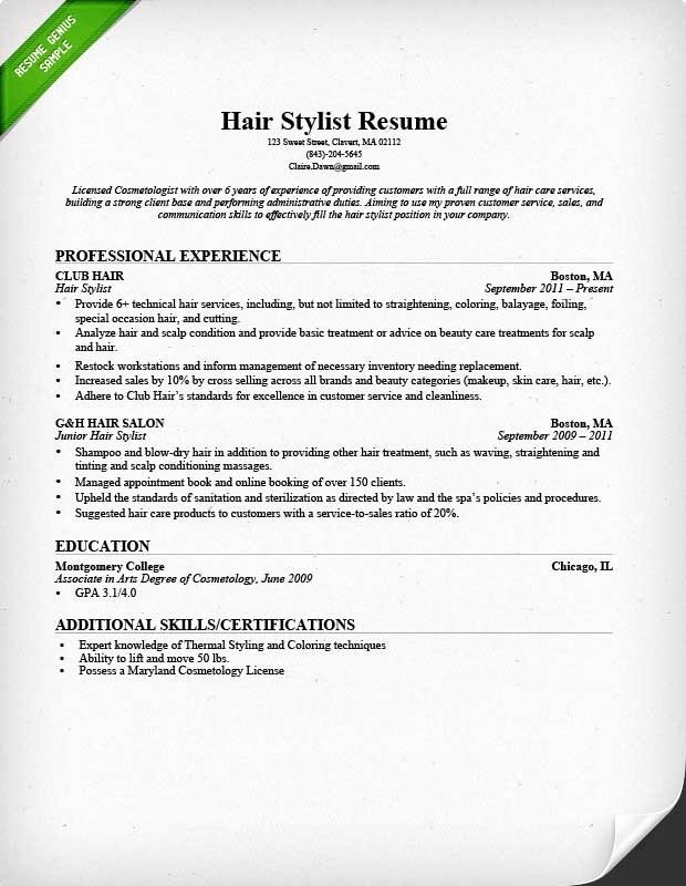 cosmetologist resume sample