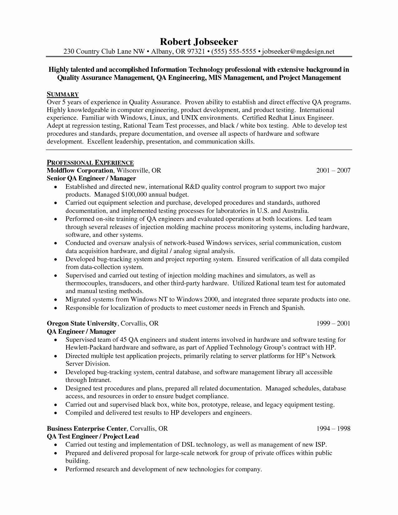Cosy Resume Quality assurance Analyst About Qa Manager