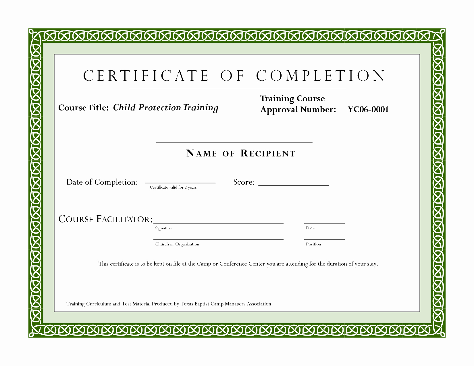 Course Pletion Certificate Template