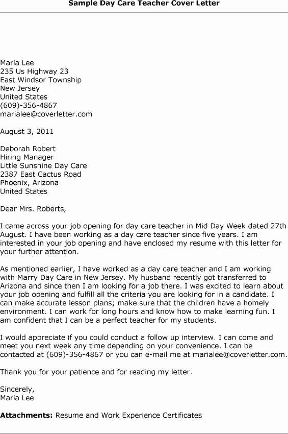 Cover Letter Child Care Best Template Collection