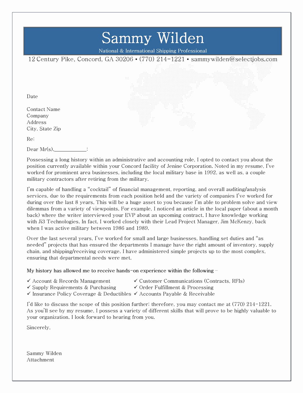 Cover Letter Example for Shipping &amp; Receiving Professional