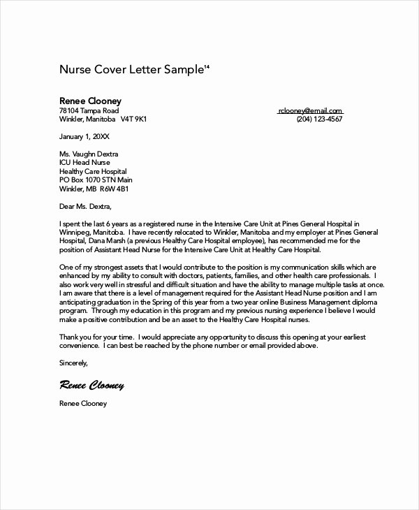 Cover Letter Example New Graduate Nurse