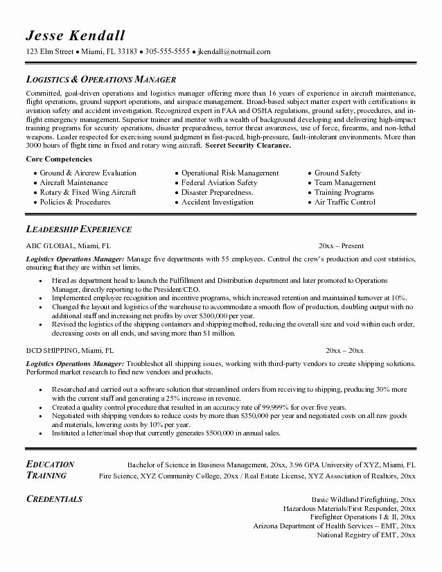 Cover Letter Examples for Logistics Manager