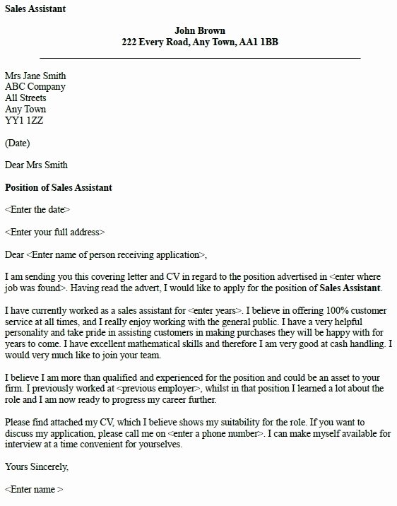 Cover Letter Examples for Retail Sales associate Letter