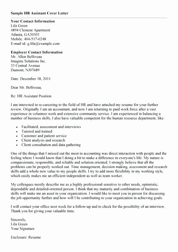 Cover Letter Examples Hr assistant