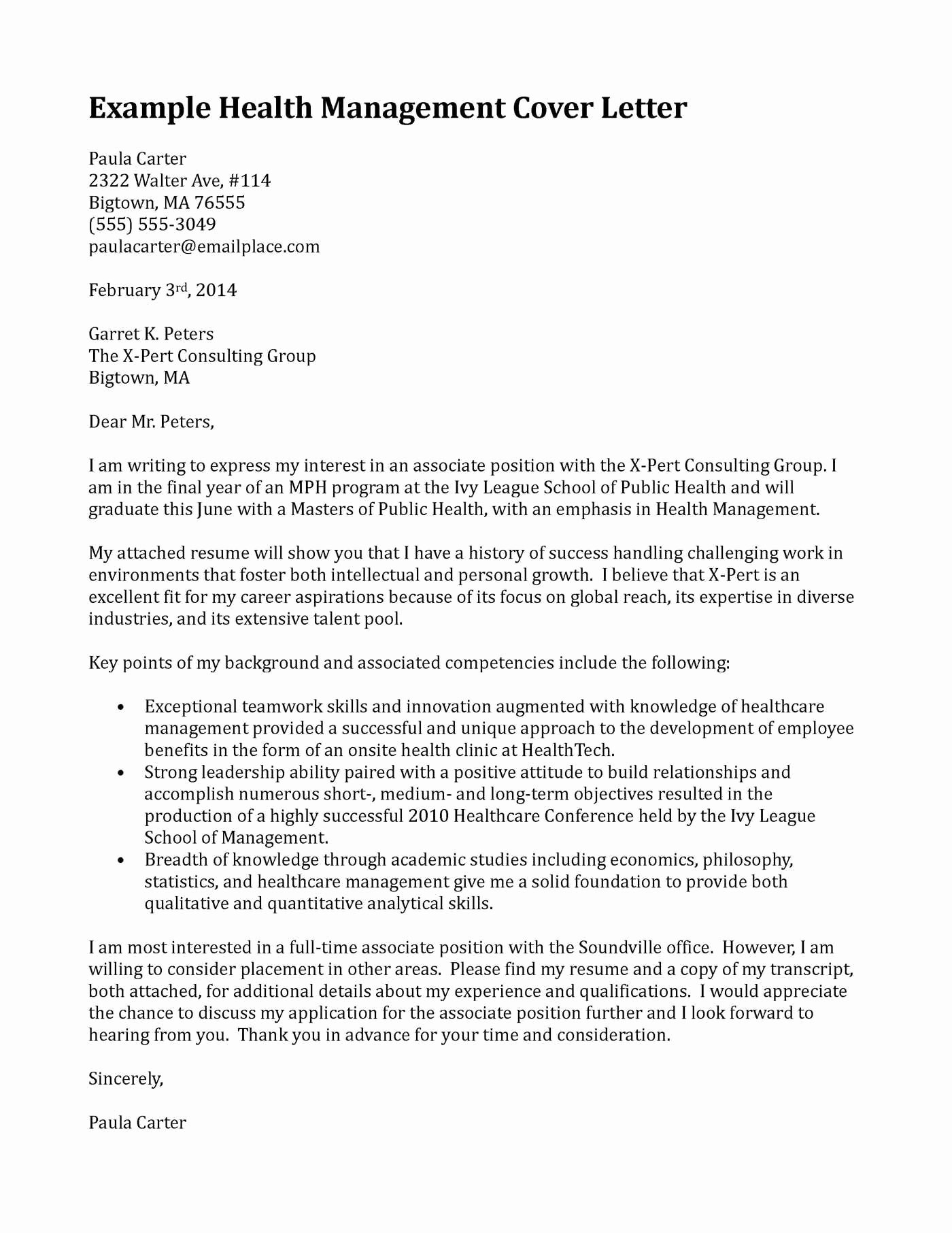 Cover Letter Sample For Healthcare Job A Healthcare Consultant s 