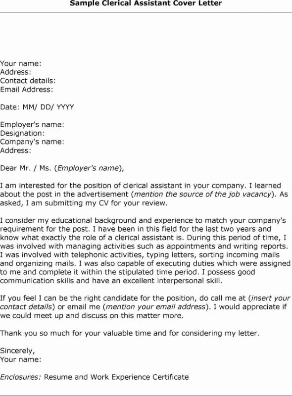 Cover Letter for Clerical Position