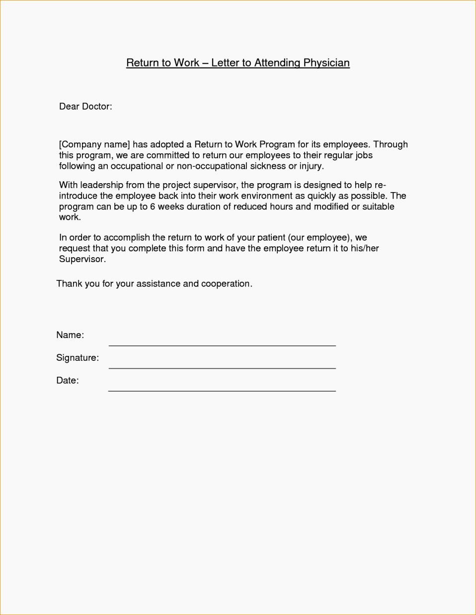 Cover Letter for Returning to Work