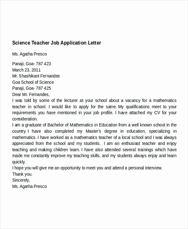 Cover Letter for Teaching Job