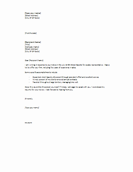 Cover Letter In Response to Ad Short Cover Letters Templates